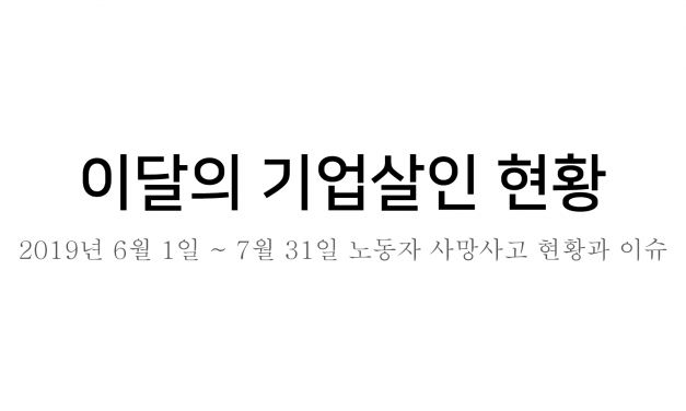 2019년 6·7월, 이달의 기업살인 현황
